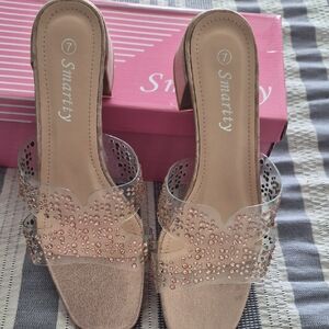 Smartty Women's Pink Crystal Mules